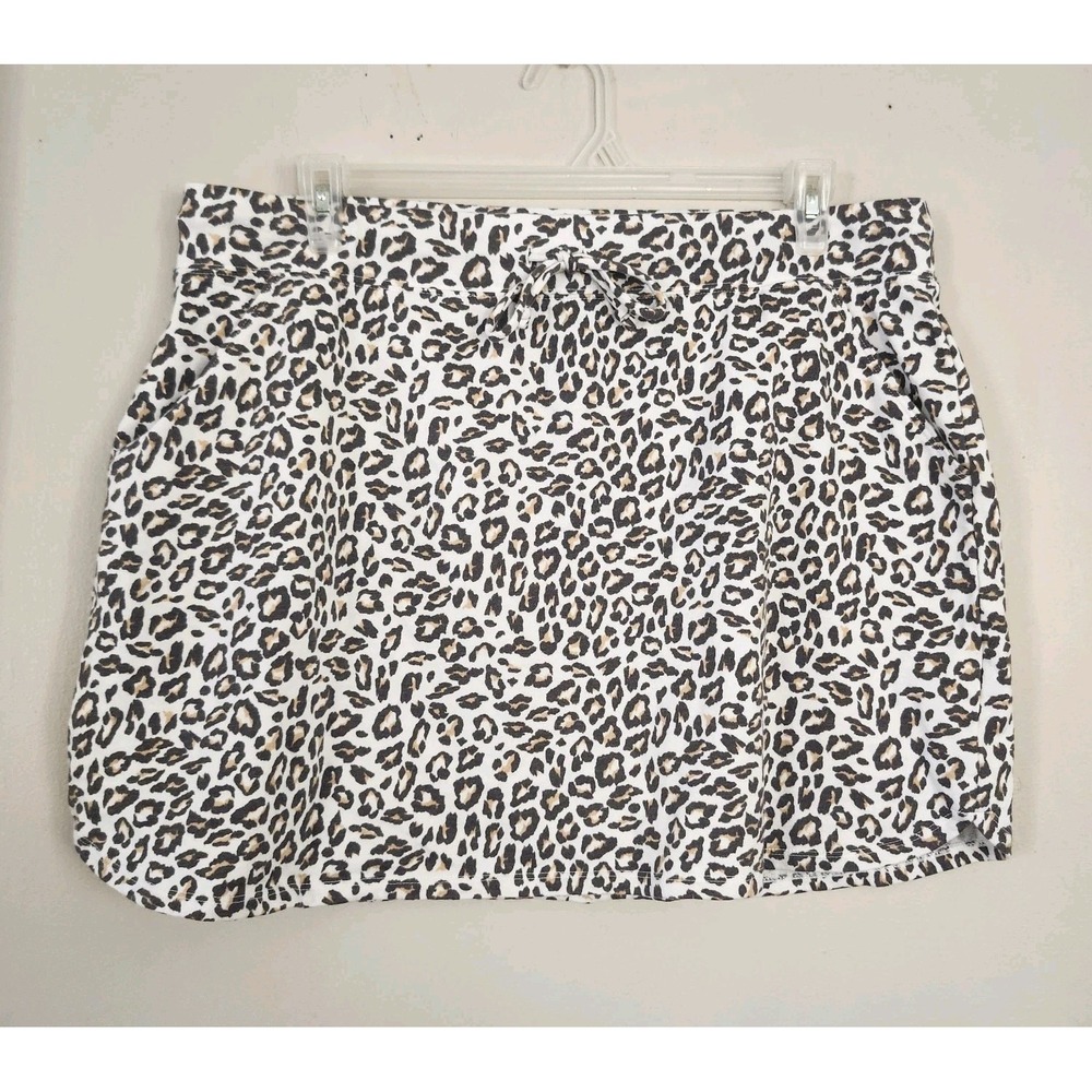 Nine West Womens XXL Animal Print Drawstring Pockets Mini Skirt Knit Short